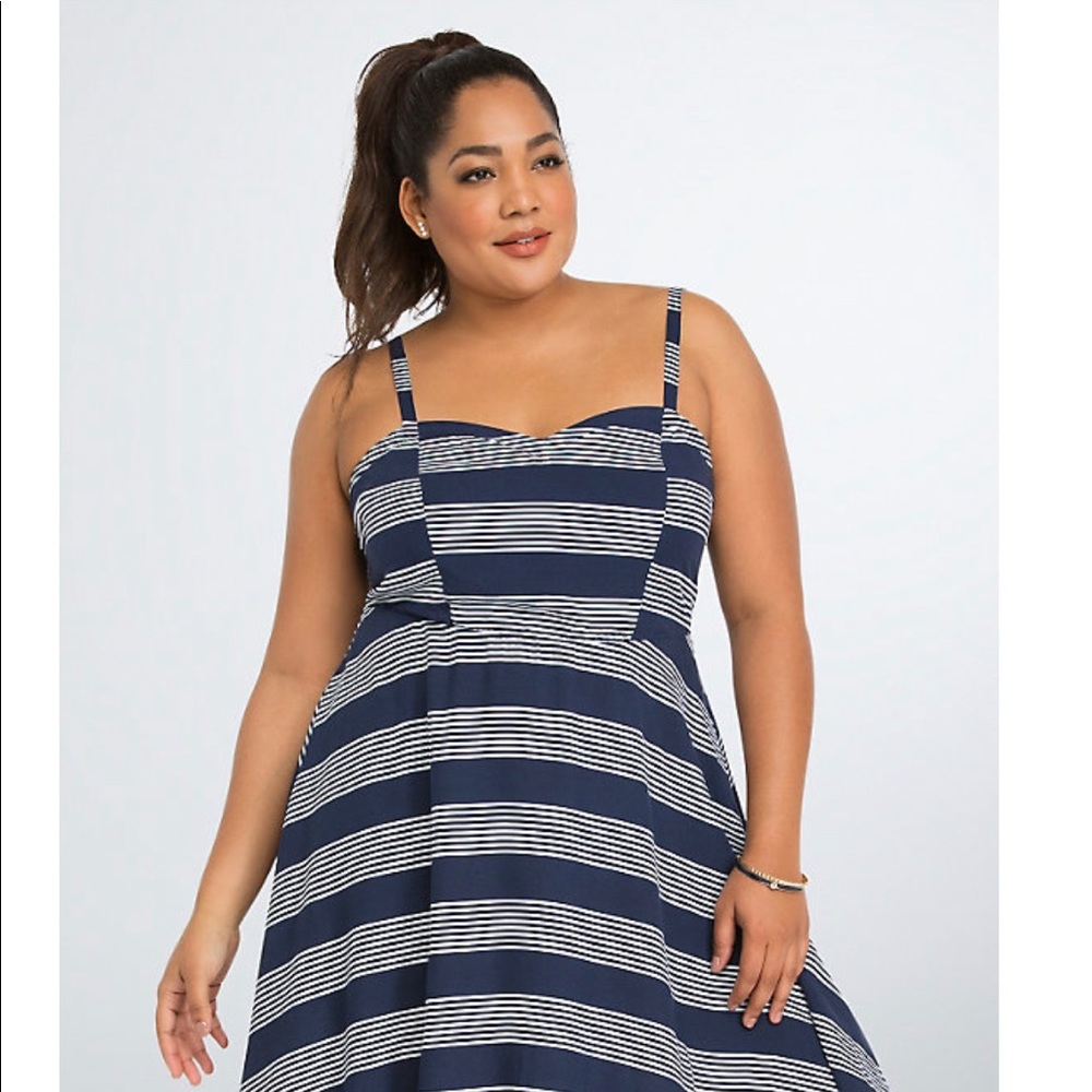 Torrid Striped Challis Sundress Navy